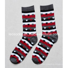 Strip with Heart Design Lady Fashion Socks